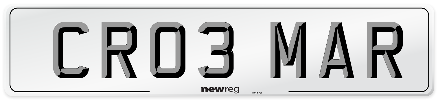 CR03 MAR Number Plate from New Reg